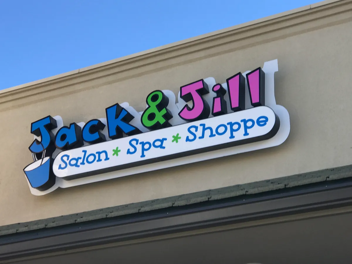 The Jack & Jill Salon • Spa • Shoppe storefront sign